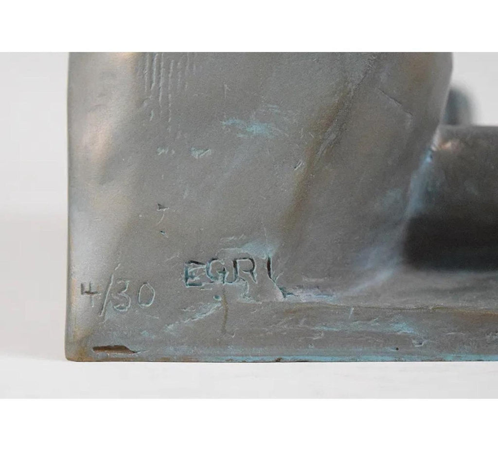 Ted Egri Taos Modernist Judaica Cubist Bronze Sculpture Rabbi & Torah WPA Artist