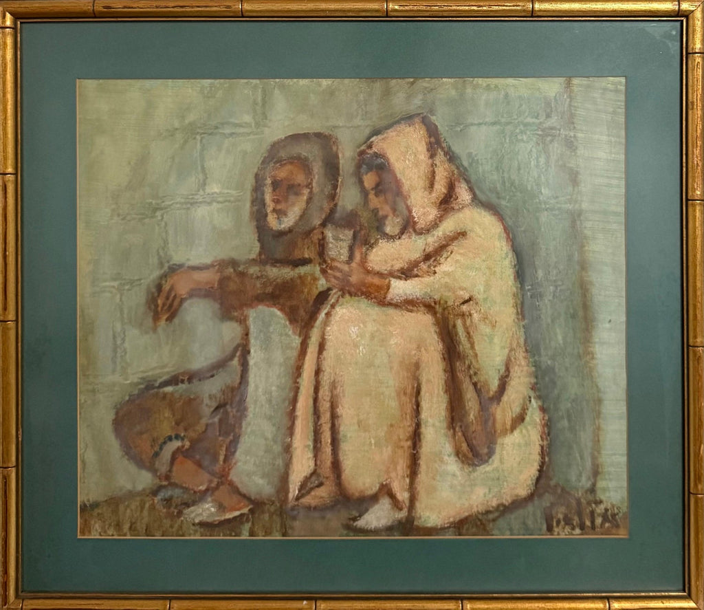 Middle Eastern Men Oil Painting Austrian Israeli Modernist Tel Aviv Museum