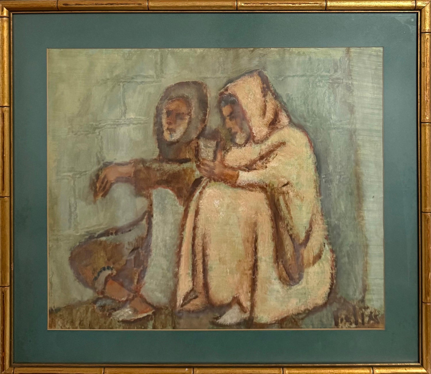 Middle Eastern Men Oil Painting Austrian Israeli Modernist Tel Aviv Museum