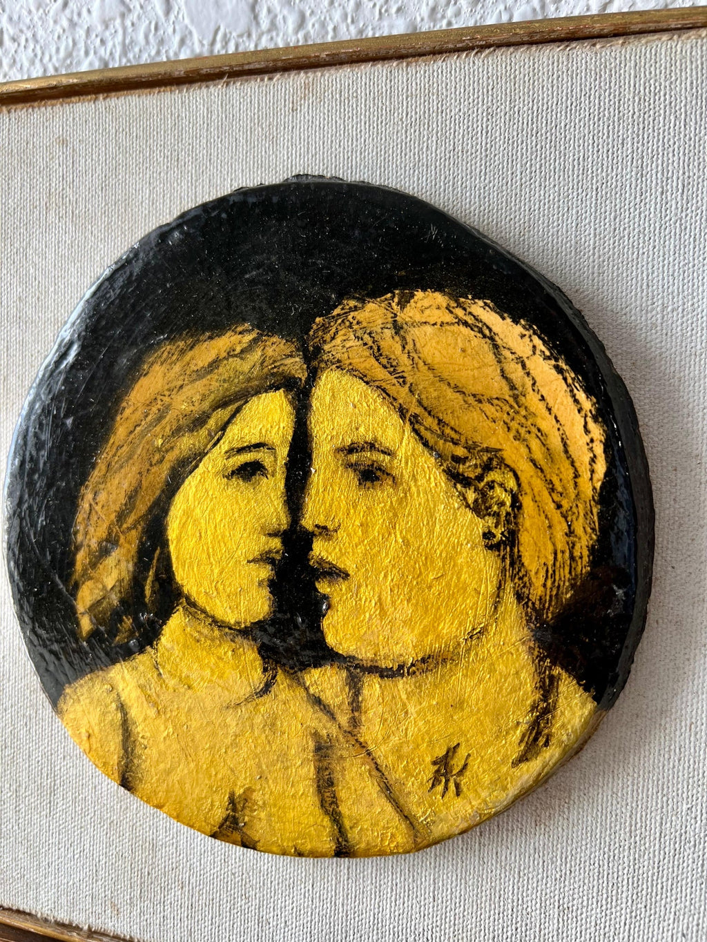 Glazed Ceramic Sculpture Plaque WPA Artist NYC Frank Kleinholz Couple of Lovers