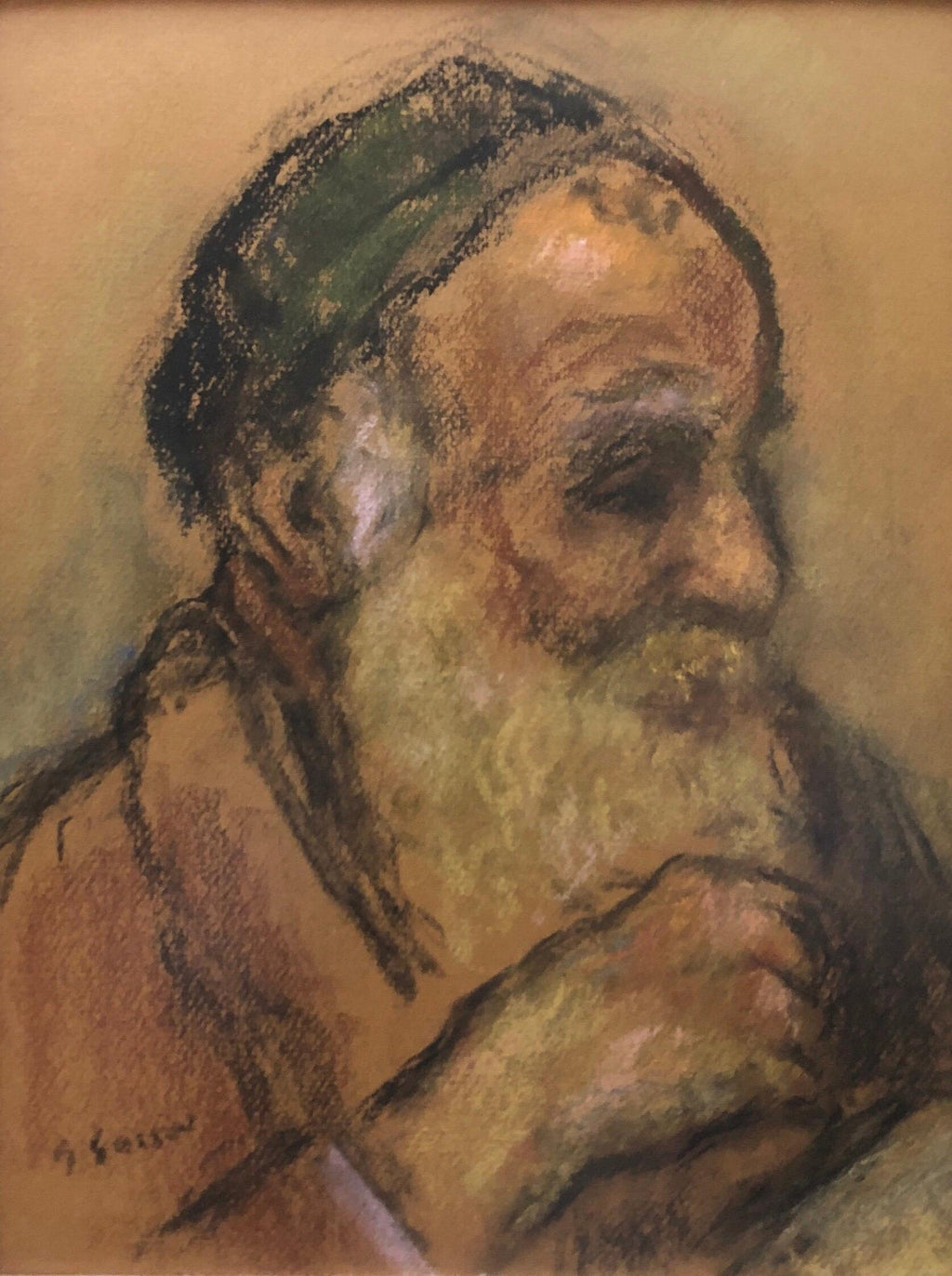 Judaica Pastel Portrait Rabbi Painting WPA Era Artist, Social Realist