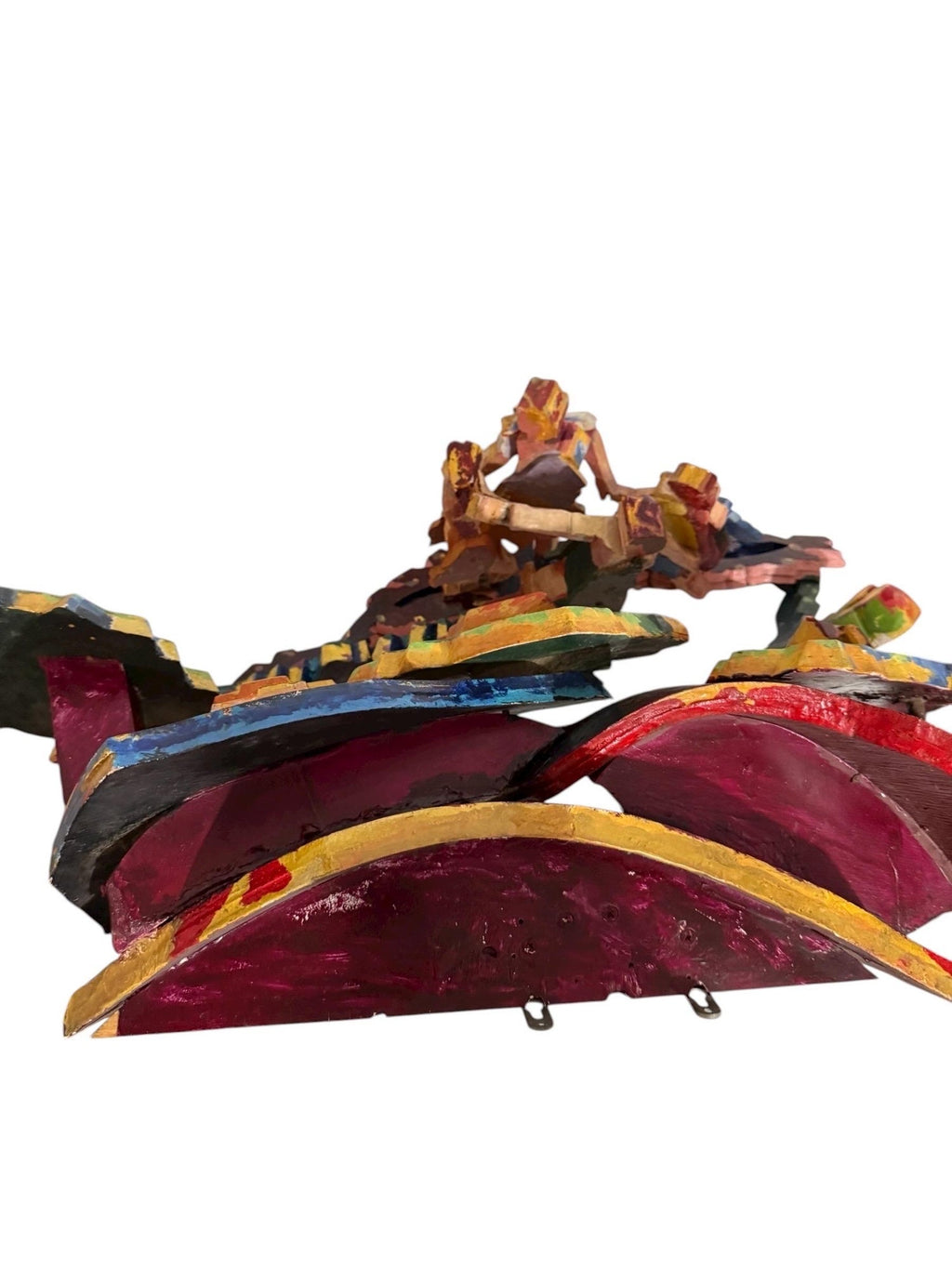Large 3D Sculpture with Hand Painting Construction Mimi Gross Wood Assemblage