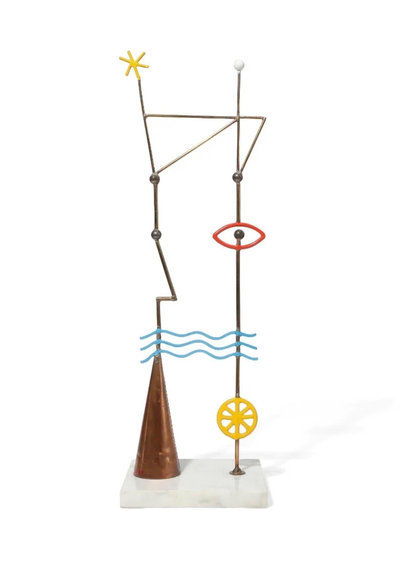 Abstract Australian Post Modernist Sculpture Peter D. Cole Metal, Enamel, Marble