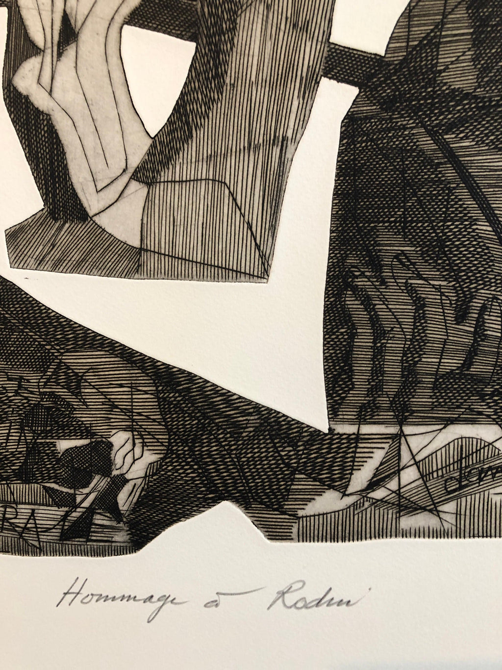 Surrealist Carborundum Etching, Homage a Rodin