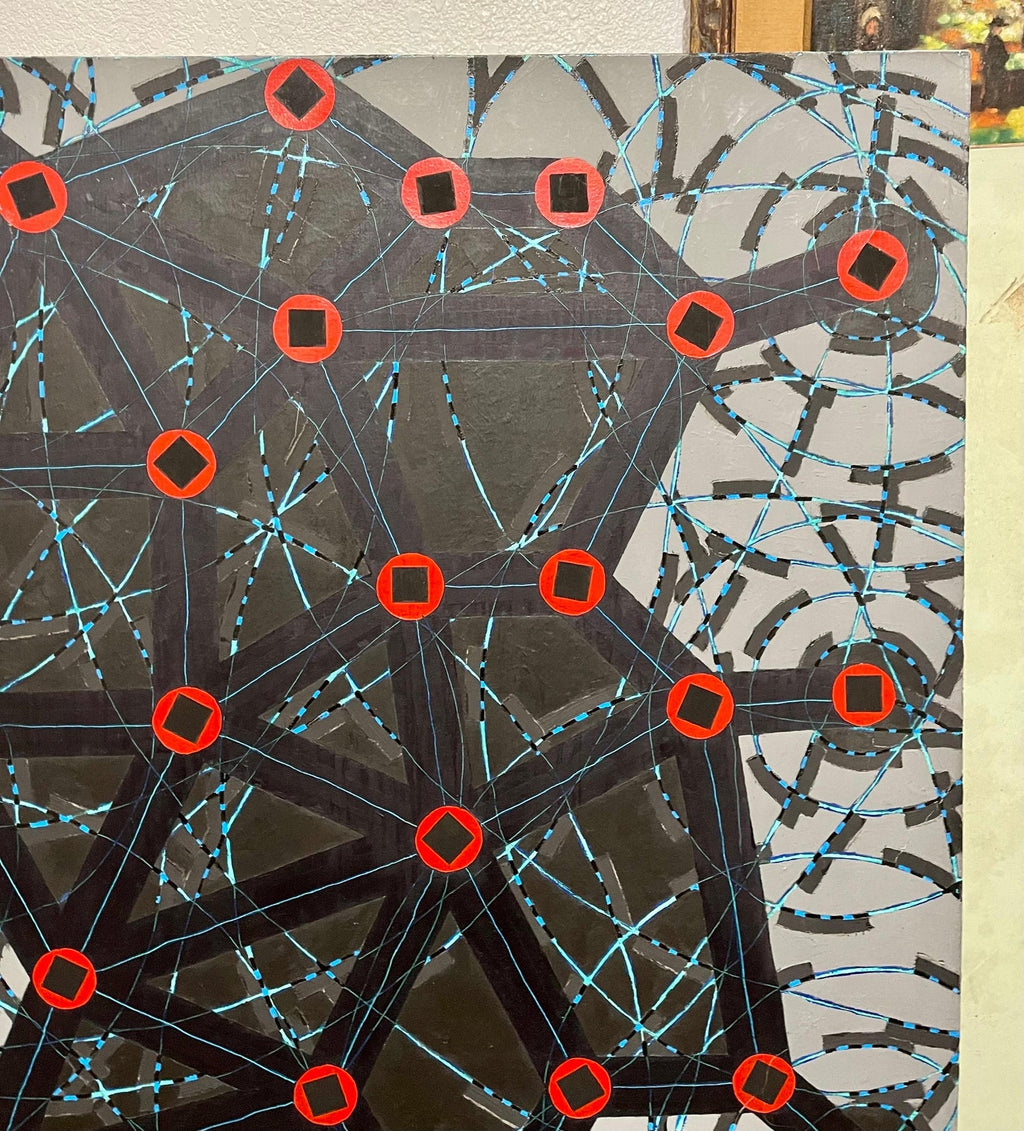 Stop Flats Night Stops Abstract Geometric Modernist Oil Painting W.C. Richardson