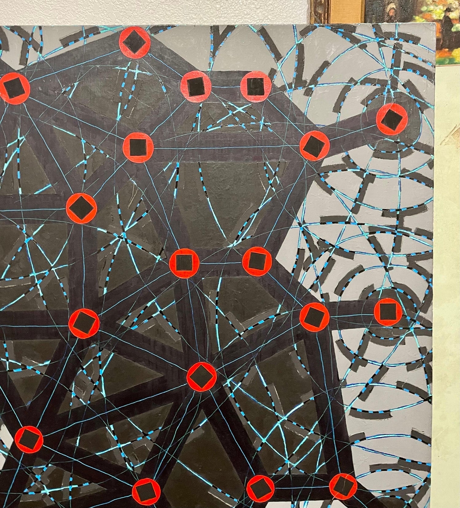 Stop Flats Night Stops Abstract Geometric Modernist Oil Painting W.C. Richardson