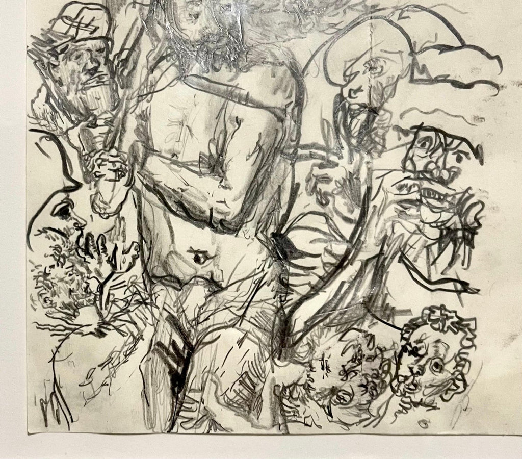German Neo Expressionist Color Pencil Drawing Erwin Pfrang