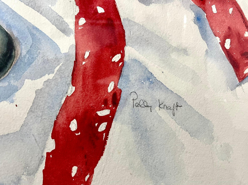 American Woman Artist Society Doyenne Polly Kraft Large Watercolor Painting
