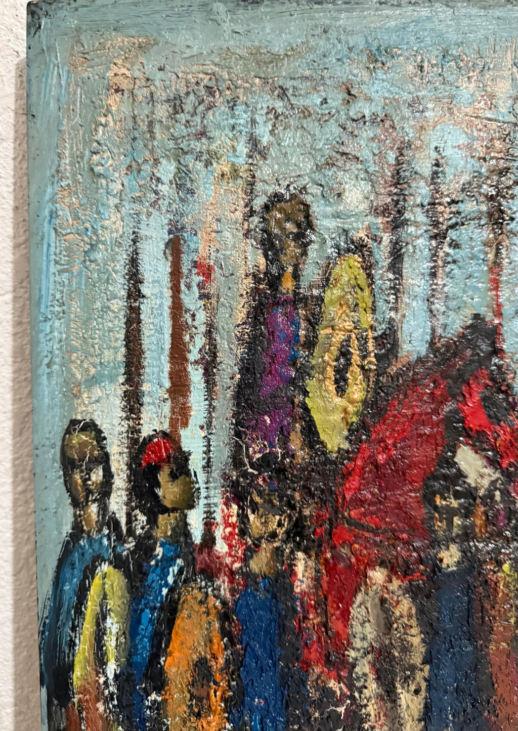 Mod French Oil Painting Semi Abstract Colorful Composition Israeli Nissan Engel