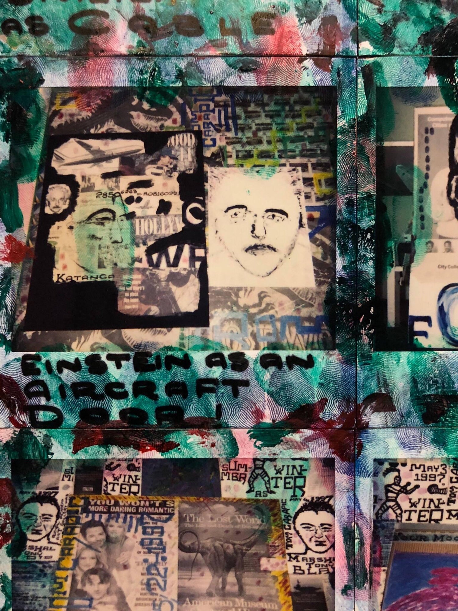 Mixed Media Outsider Visionary Art Polaroid Photo Collage Painting 2 sided