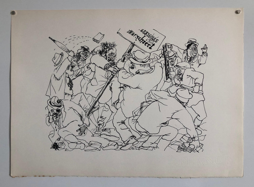 1936 Lithograph Interregnum Street Riot Protest Small Edition Weimar Germany