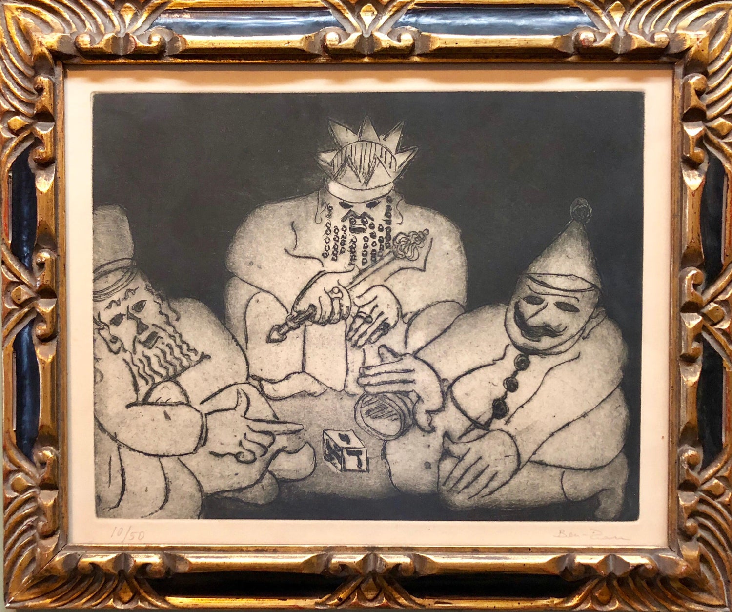 Purim Holiday Scene Judaica Aquatint Etching American Modernist WPA Artist