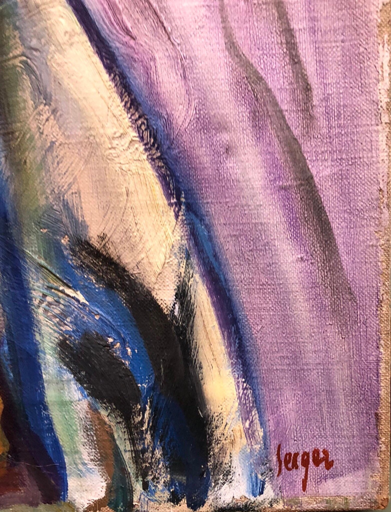Polish French Fauvist Judaica Art Oil Painting Rabbi at Prayer Frederick Serger