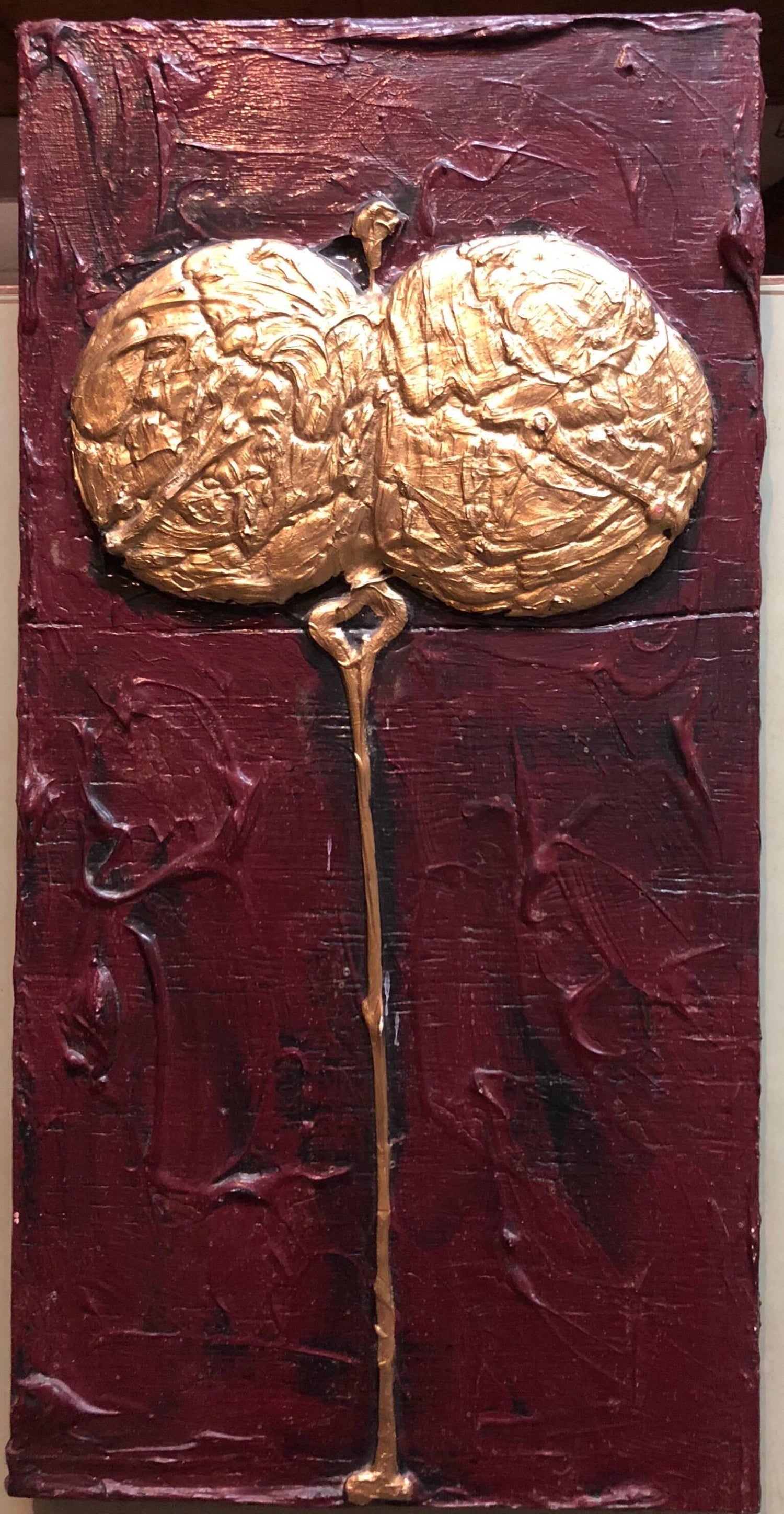 Mixed Media Contemporary 'Self Portrait from my Heart' Sculptured Painting