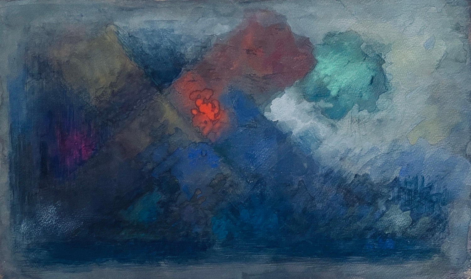 Machpela Cave Chevron 1967 Israeli Judaica Mixed Media Print Watercolor Painting