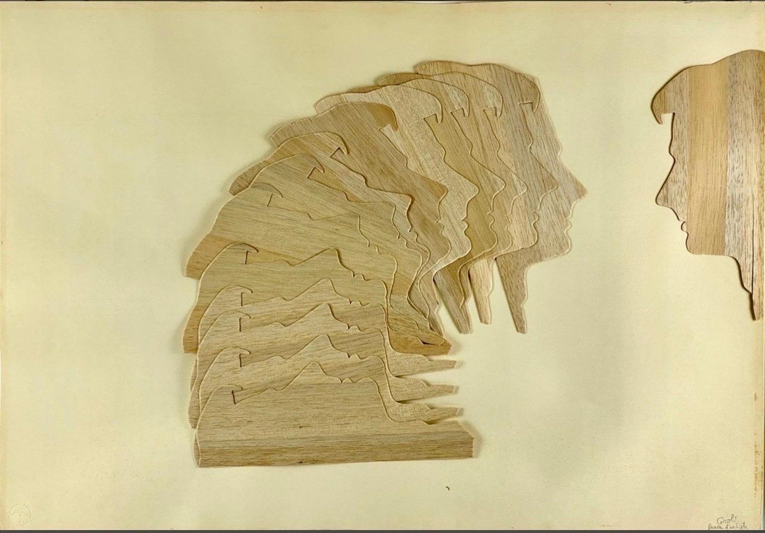 1970's Large Italian Pop Art Mario Ceroli Arte Povera Sculpture Collage in Wood
