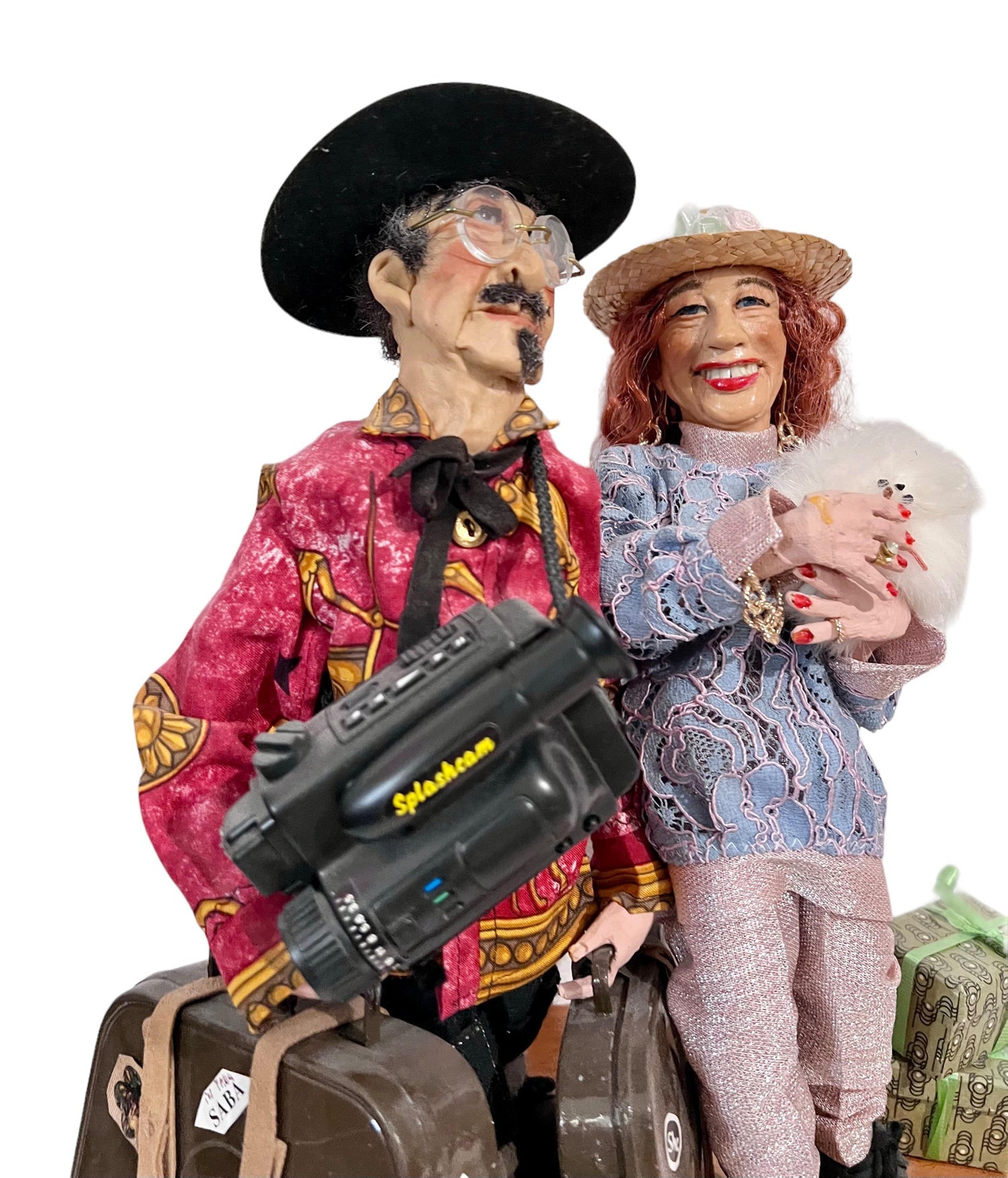Hungarian Israeli Tourists Diorama Folk Art Doll Judaica Sculpture Magda Watts