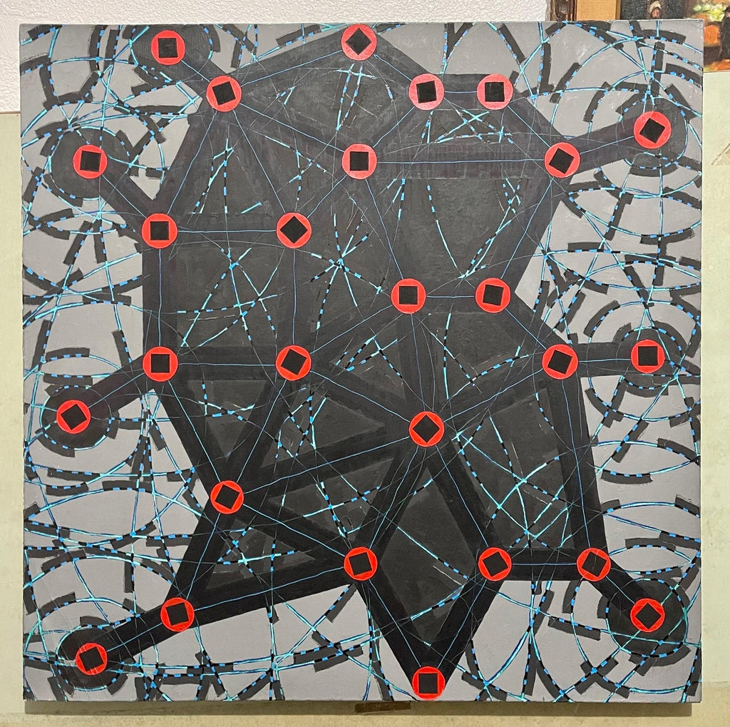 Stop Flats Night Stops Abstract Geometric Modernist Oil Painting W.C. Richardson
