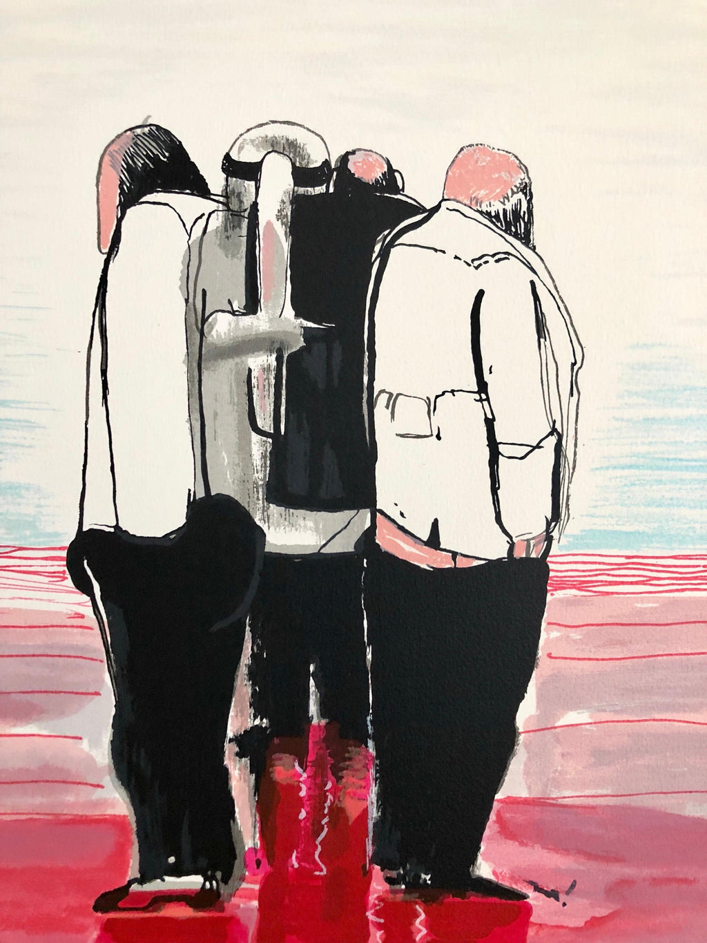Modernist British Israeli Lithograph Expressionist Figures