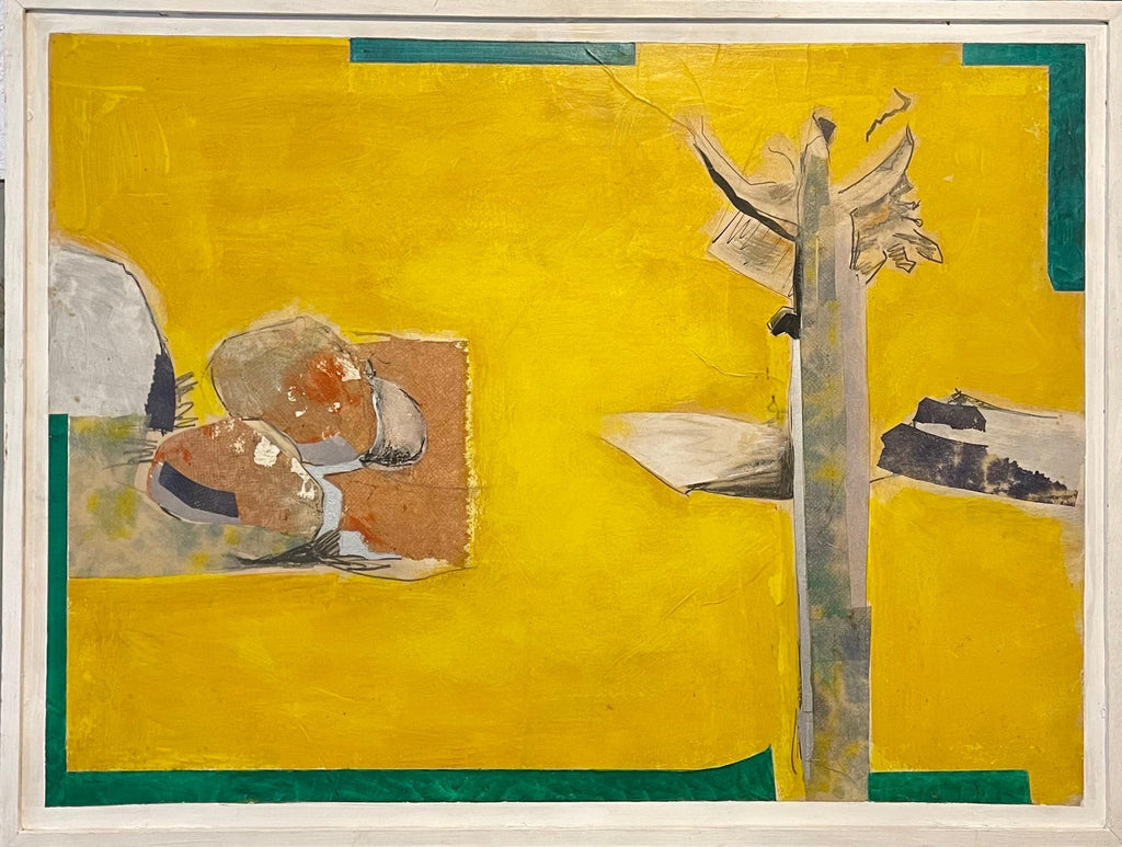1970 Mod Surrealist Painting Collage David Hare Abstract Landscape Summer Land