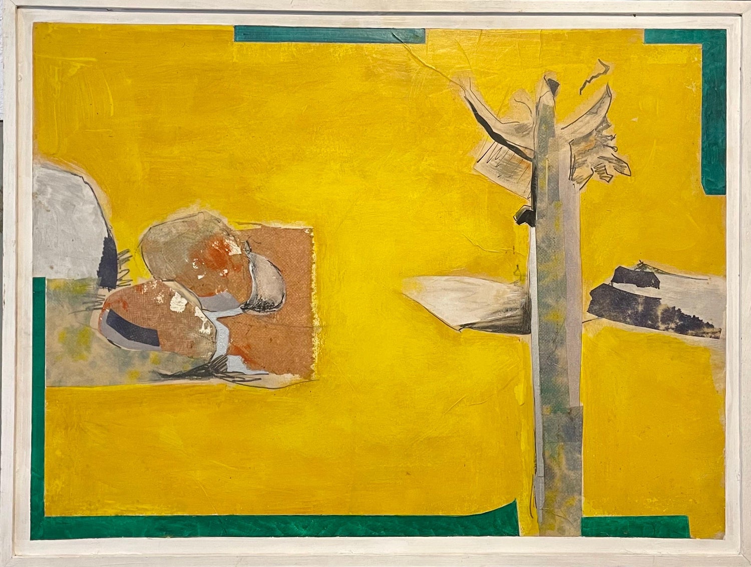 1970 Mod Surrealist Painting Collage David Hare Abstract Landscape Summer Land