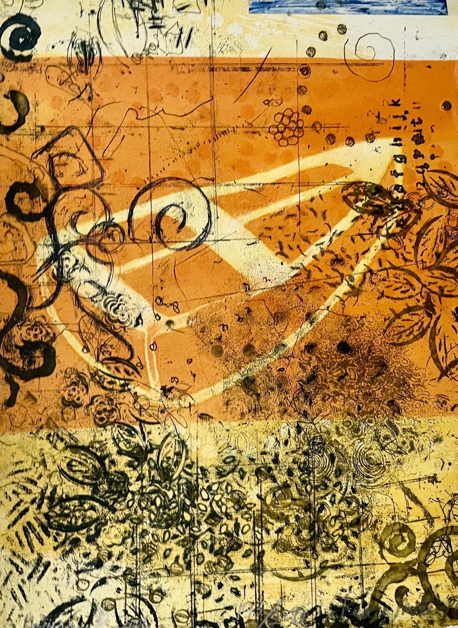 Abstract Drypoint Etching Cheryl Warrick African American Woman Artist