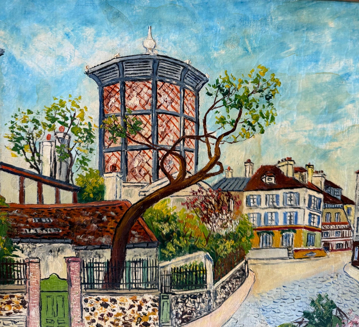 French Impressionist Oil Painting Elisee Maclet Paris Montmartre Street Scene