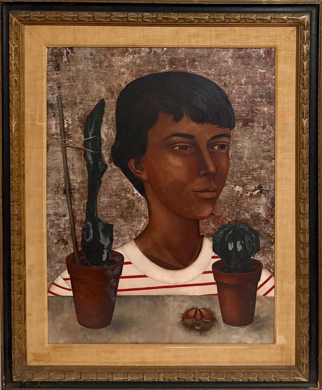 Modernist Surrealist French Expressionist Oil Painting Moody Boy Pierre Henry
