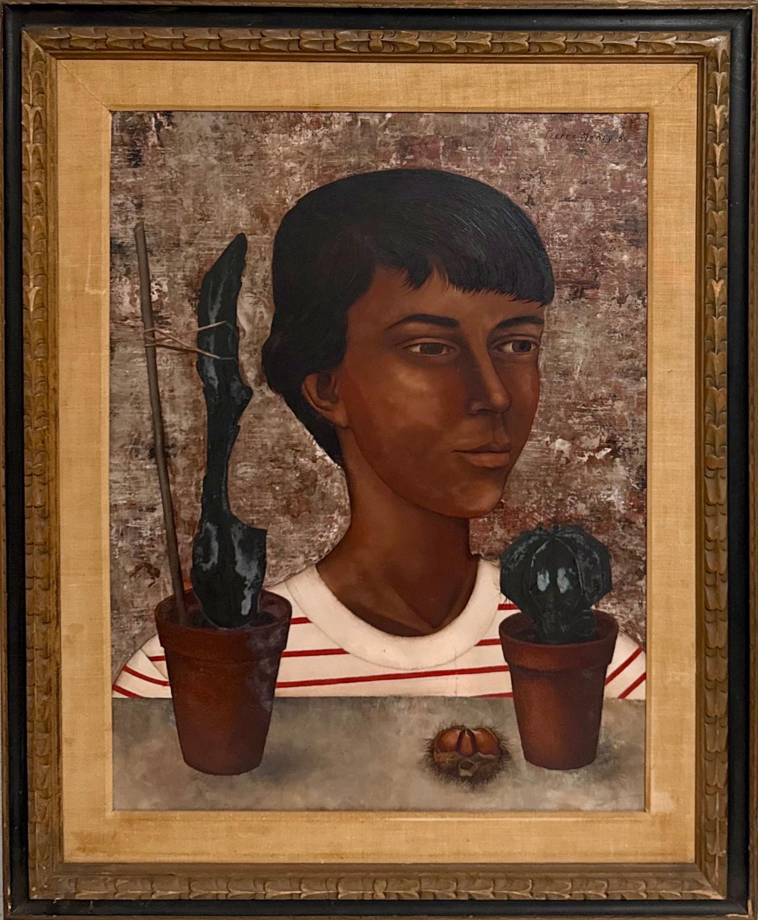 Modernist Surrealist French Expressionist Oil Painting Moody Boy Pierre Henry