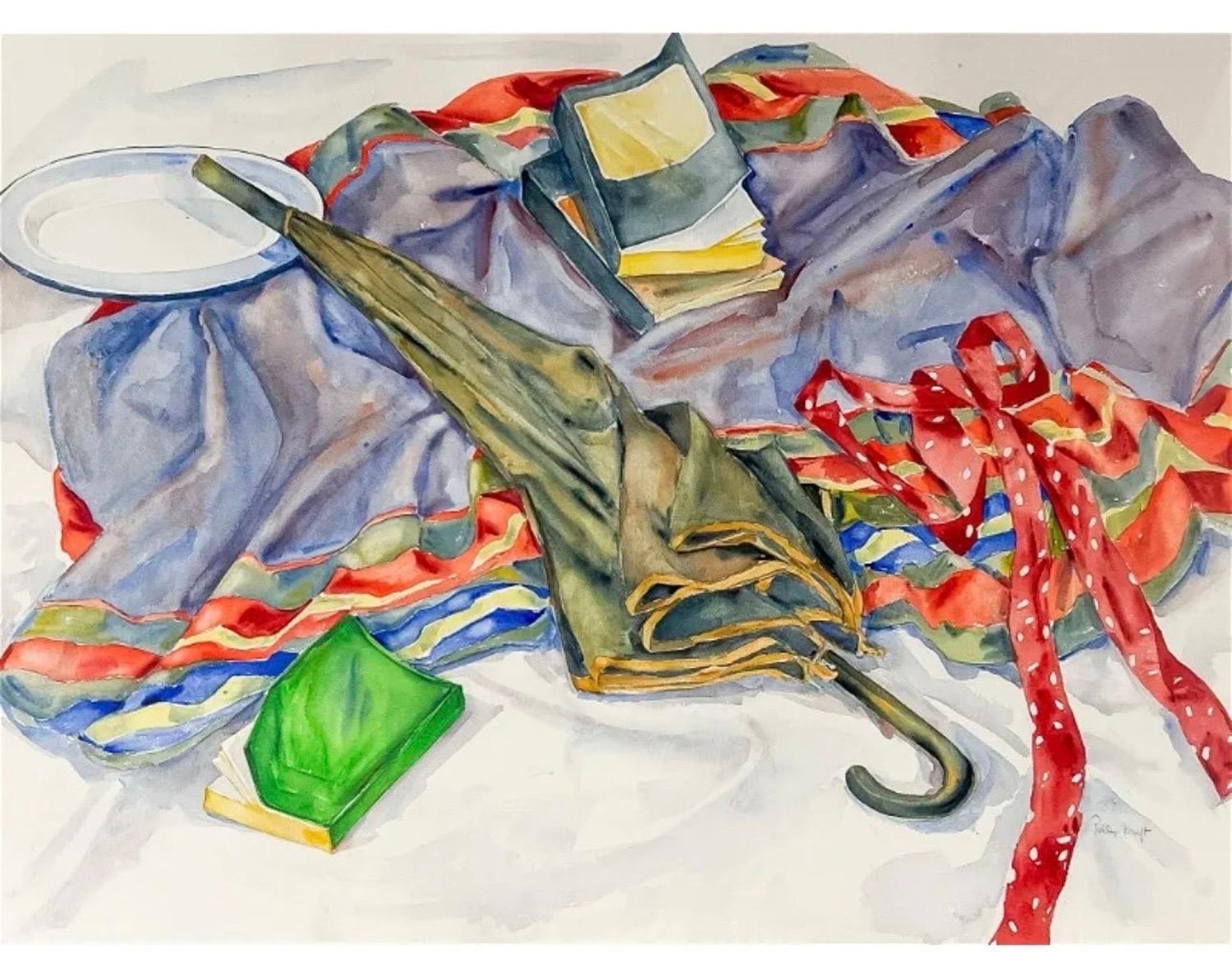 American Woman Artist Society Doyenne Polly Kraft Large Watercolor Painting
