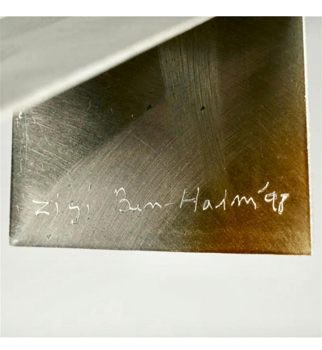 Israeli Contemporary Abstract Geometric Painted Pierced Sculpture Zigi Ben Haim