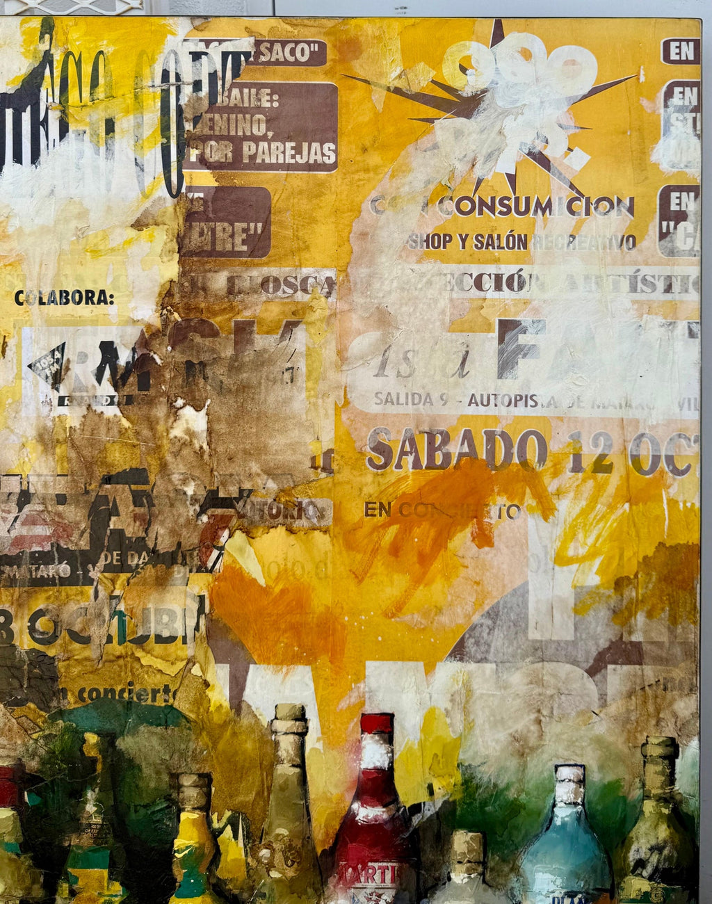Large Spanish Pop Art Catalan Mixed Media Collage Painting Jordi Prat Pons