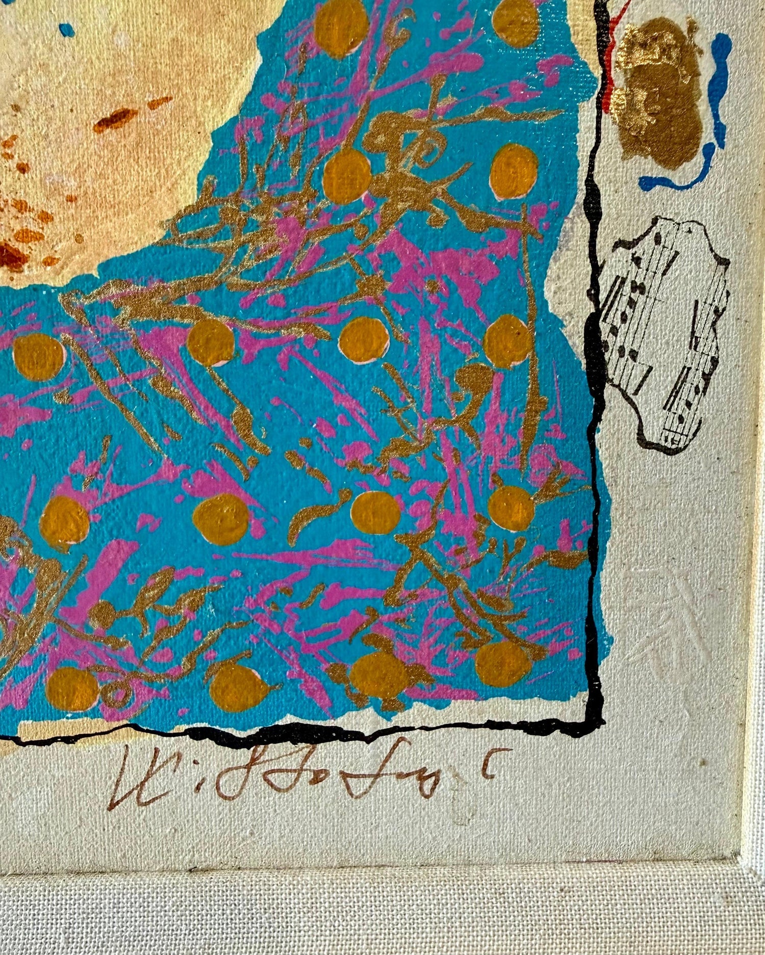 Silkscreen on Canvas Musical Belle Epoque Composition Alexander & Wissotzky
