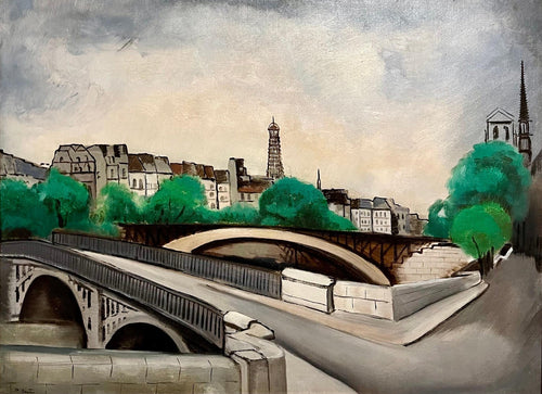 1927 Oil Painting Eiffel Tower Paris American Modernist Wpa Artist Morris Kantor