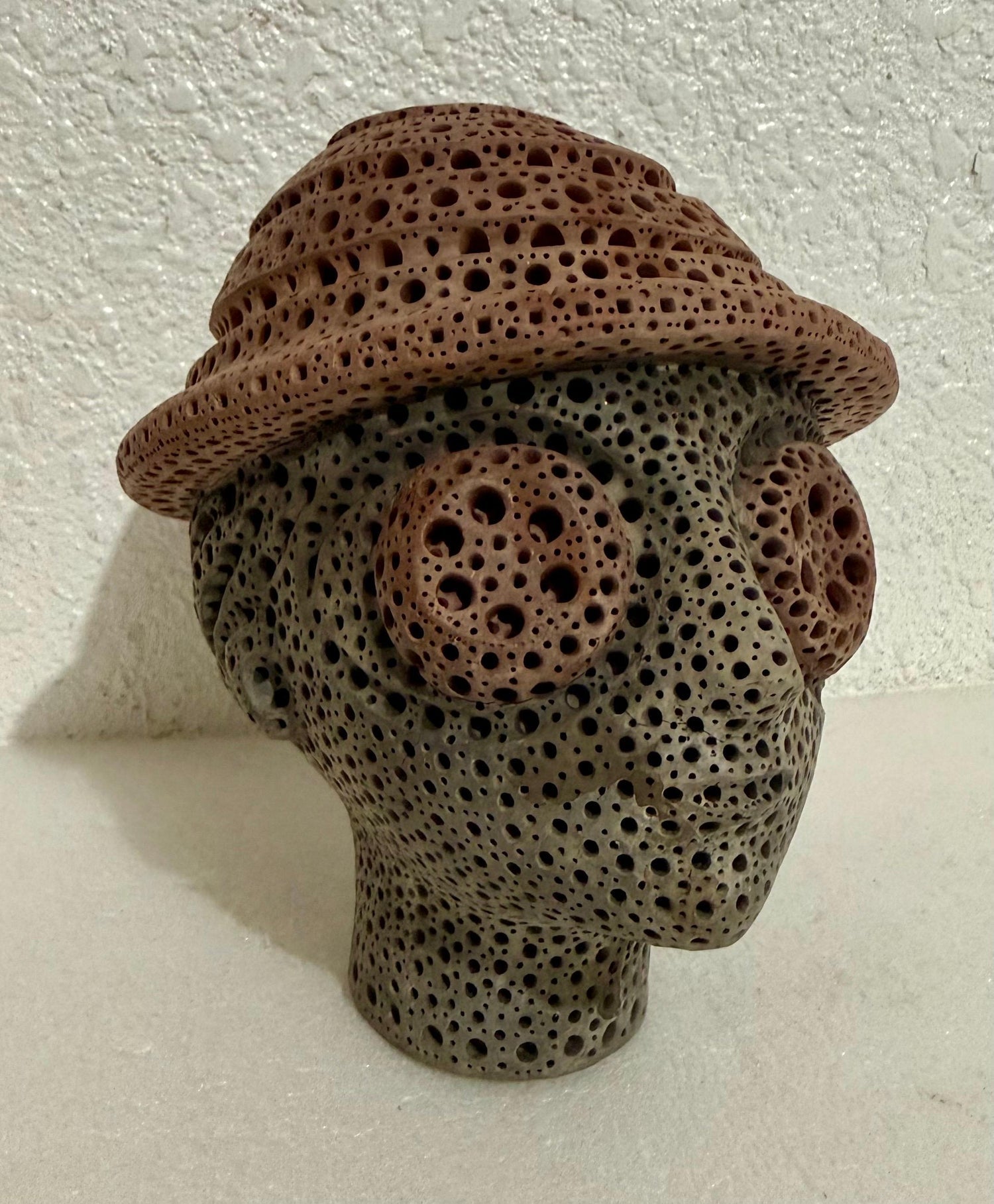 Color Terracotta Modernist Abstract Sculpture Head Russian Artist Alexander Ney
