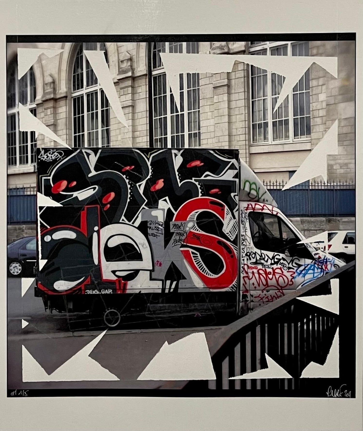K-Narf Color Photo Graffiti, Adhesive Tape Altered Street Art Photograph Collage