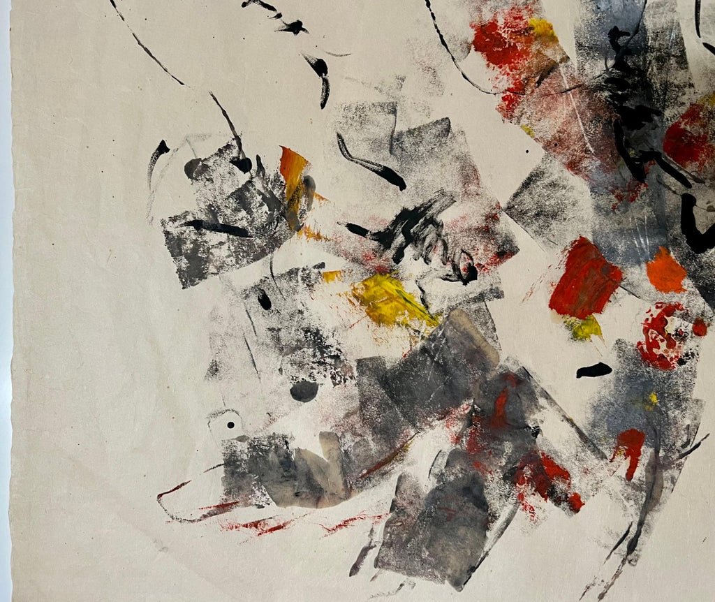 Large Abstract Expressionist Oil Painting on Rice Paper Modernist John Von Wicht