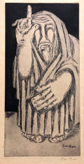 Biblical Prophet Etching American Modernist WPA Artist