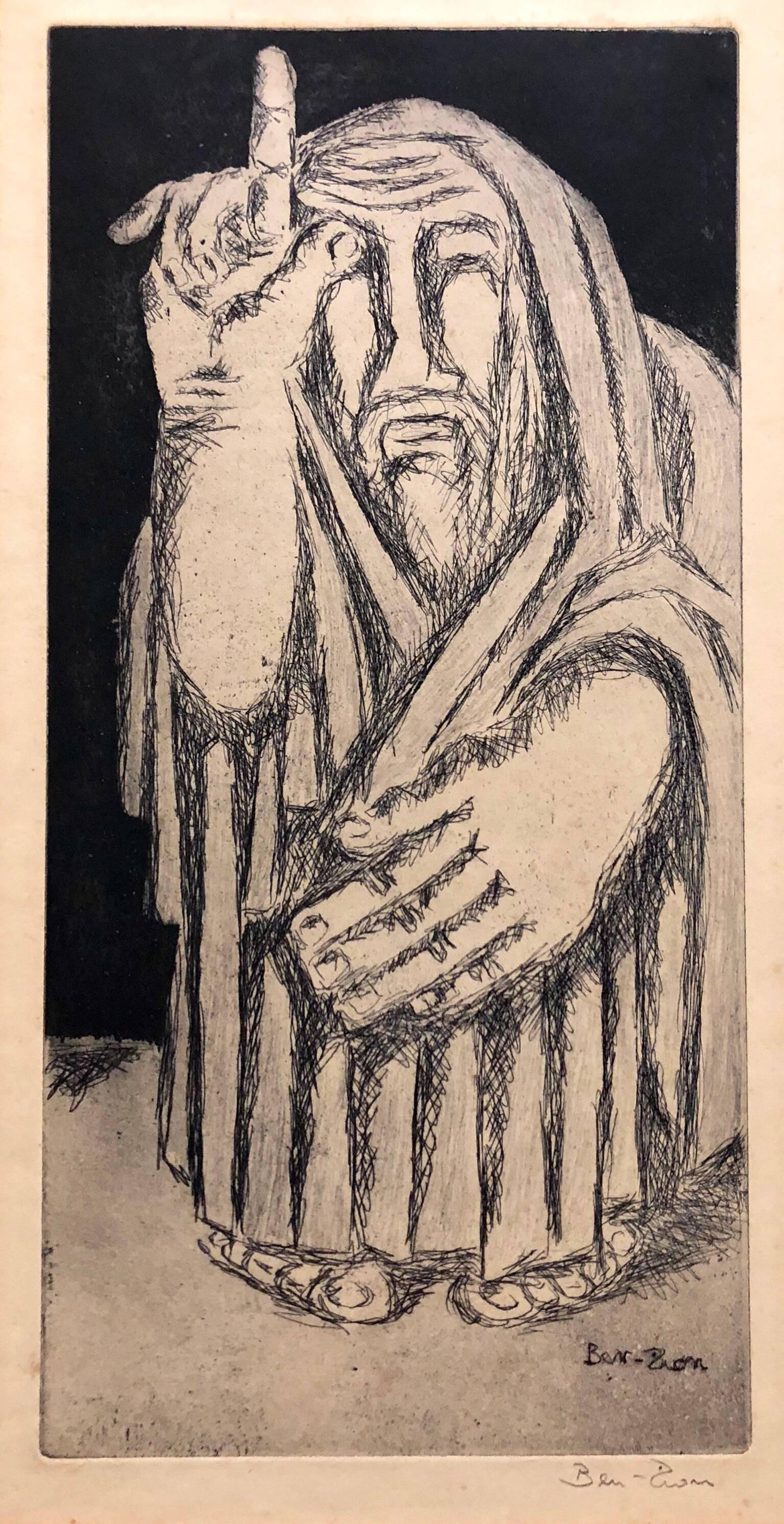 Biblical Prophet Etching American Modernist WPA Artist