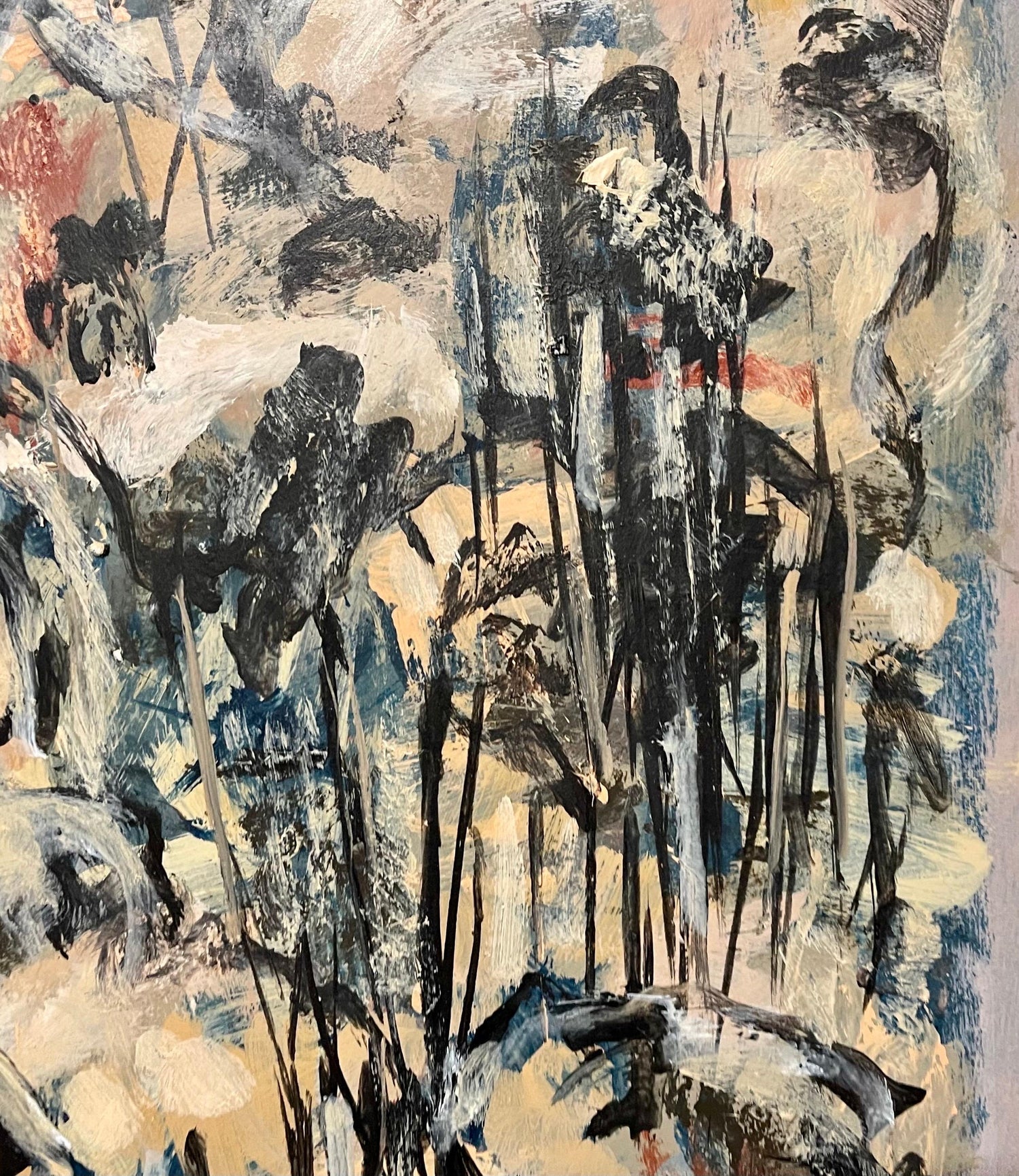 Australian American D. Rankin Abstract Expressionist Oil Painting Rocky Hillside