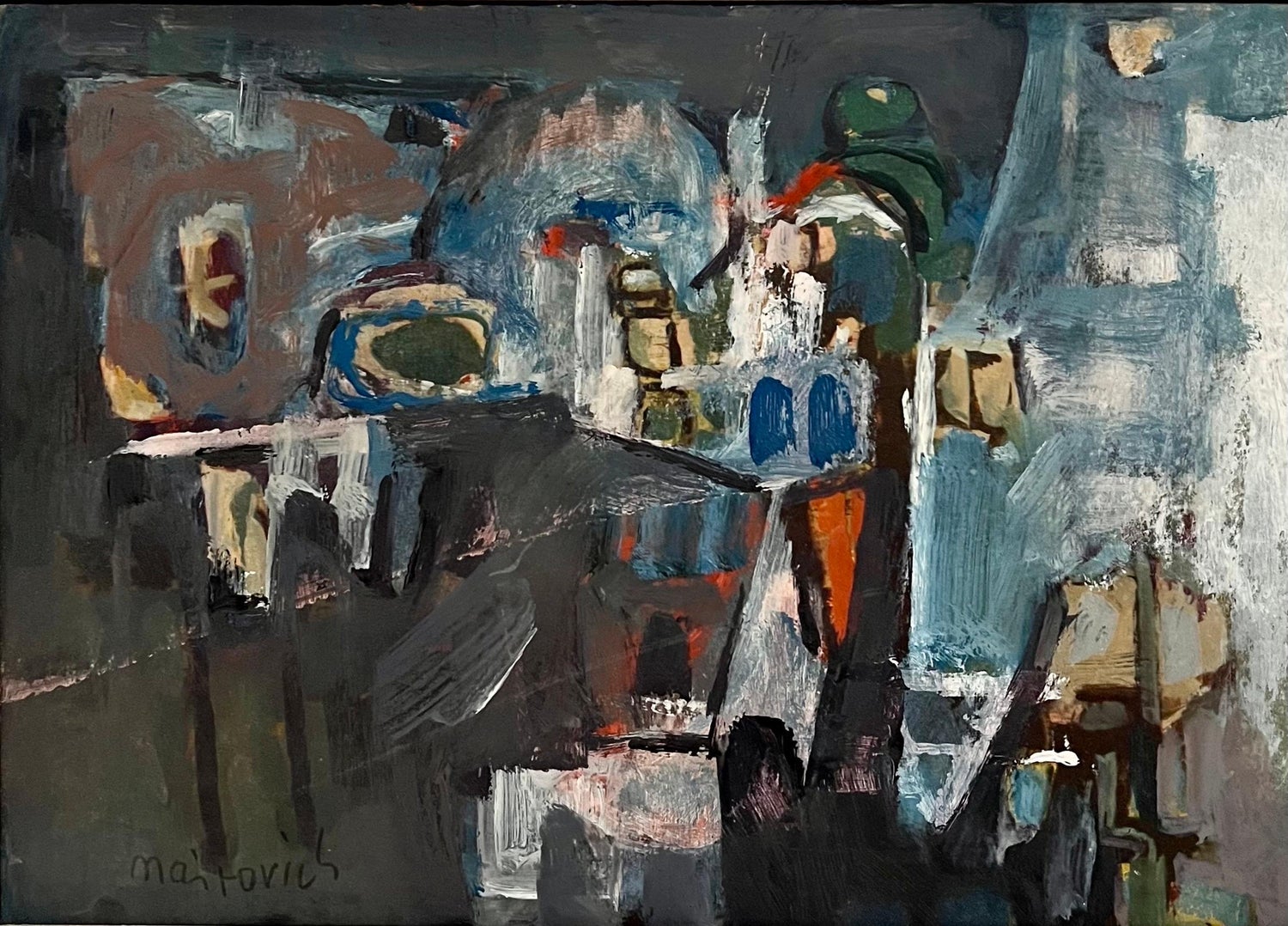 Polish Israeli Abstract Vibrant Cityscape Tel Aviv Modernist Painting Mairovich