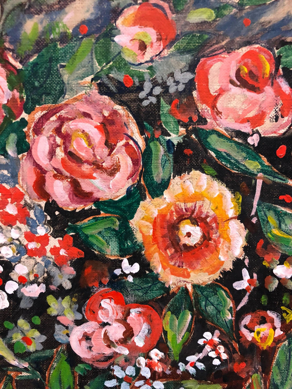 Wild Flowers Vibrant Colorful Modernist Oil Painting