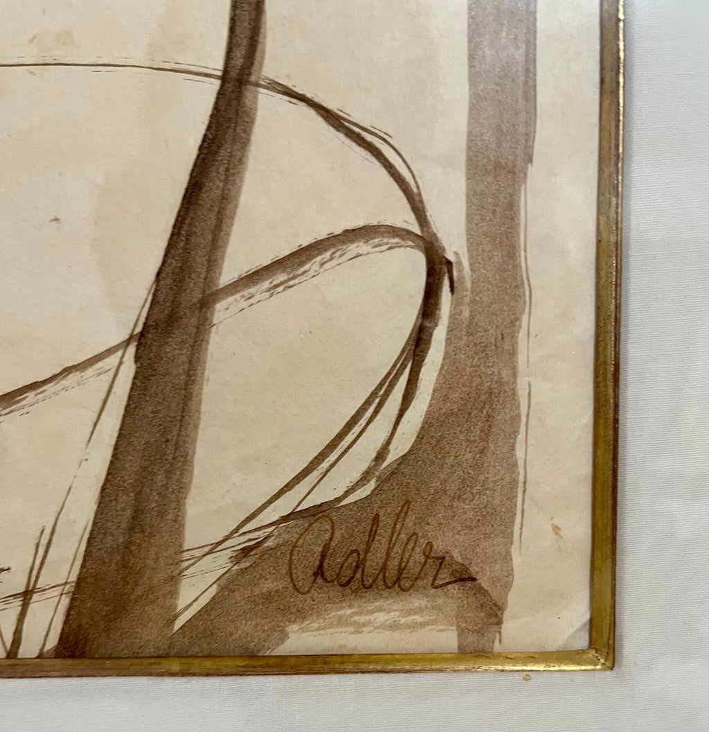 Modernist Ink and Wash Drawing, Painting Jankel Adler Woman Model Ecole De Paris