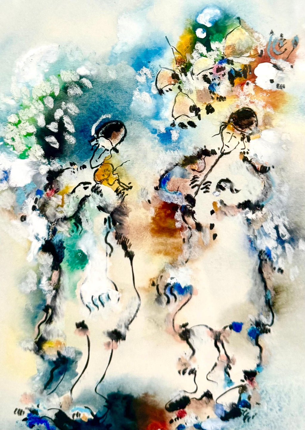 Edward Ben Avram, Israeli Bezalel School Chassidic Wedding Dancers Painting