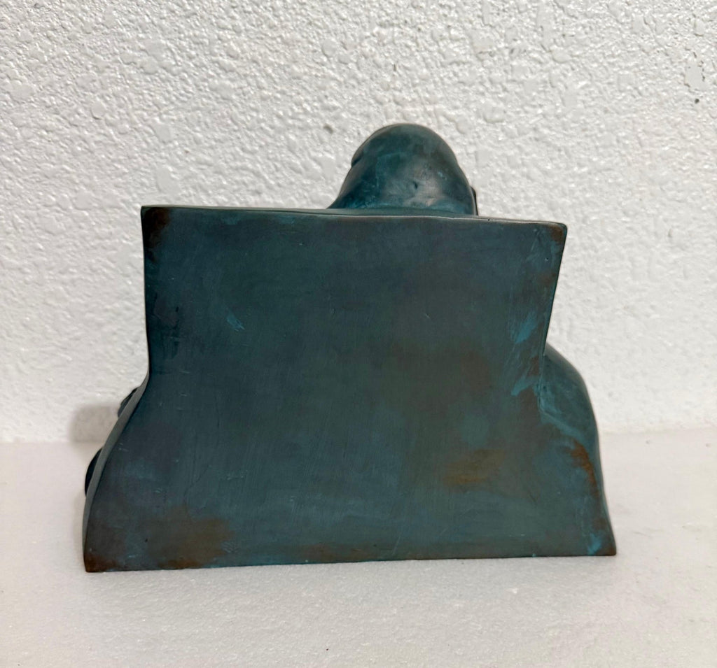 Ted Egri Taos Modernist Judaica Cubist Bronze Sculpture Rabbi & Torah WPA Artist