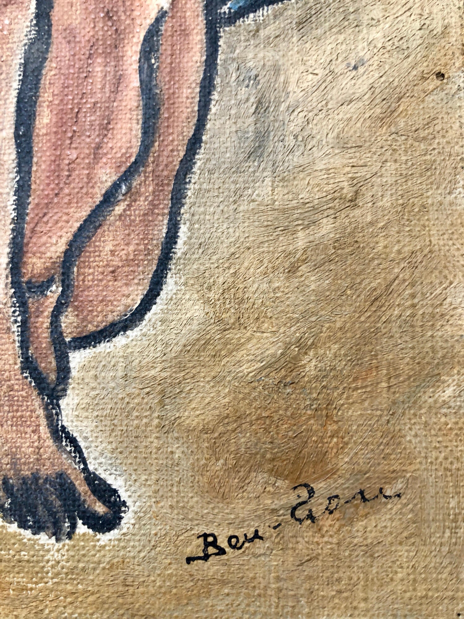 American Modernist Oil Painting Nude Male on Beach WPA Artist Group of 10