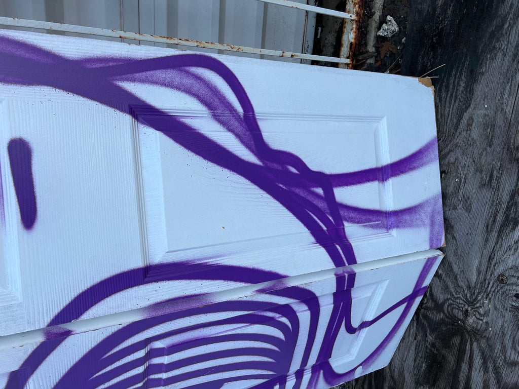Miami Graffiti Legend Ahol Sniffs Glue Large Spray Painting on Doors Sculpture