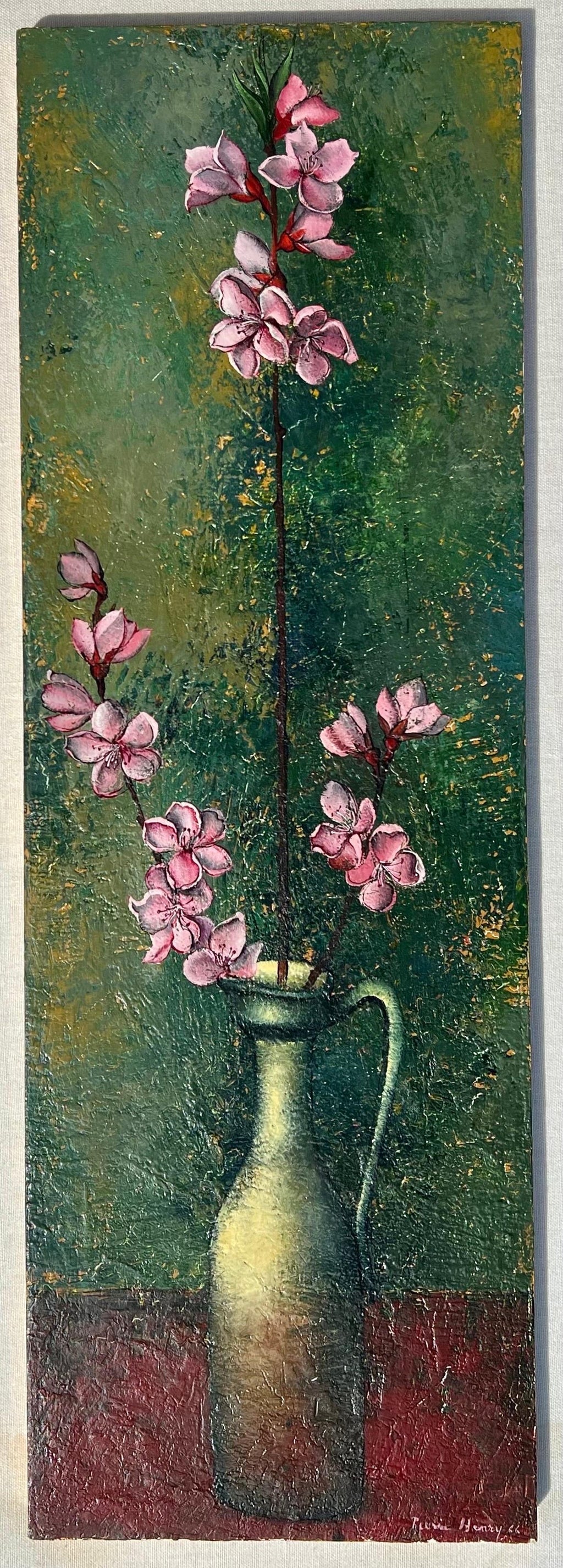 French Surrealism Oil Painting Pierre Henry Surrealist Color Flowers in Vase