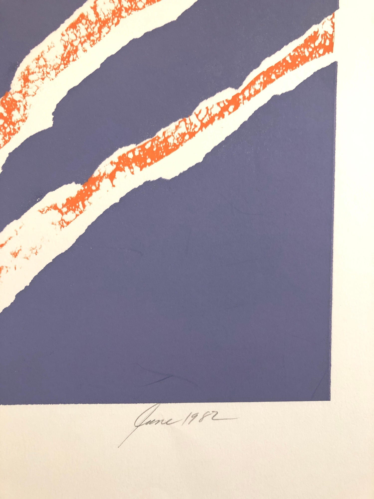 Motif, Orange Blue, African American Artist Viola Leak Woodcut Silkscreen Print
