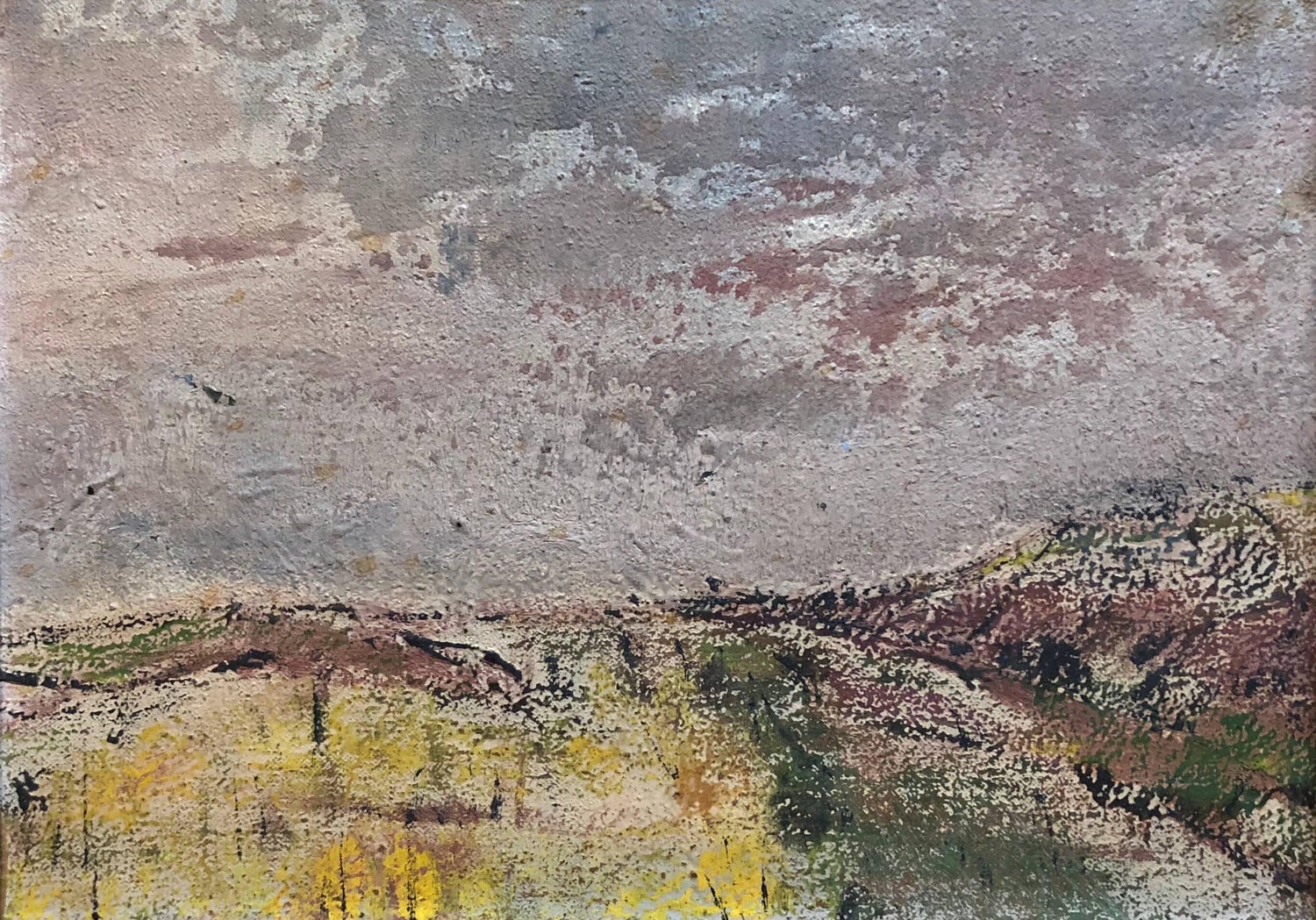Untitled, Lonely Abstract Landscape Italian Expressionist Oil Painting